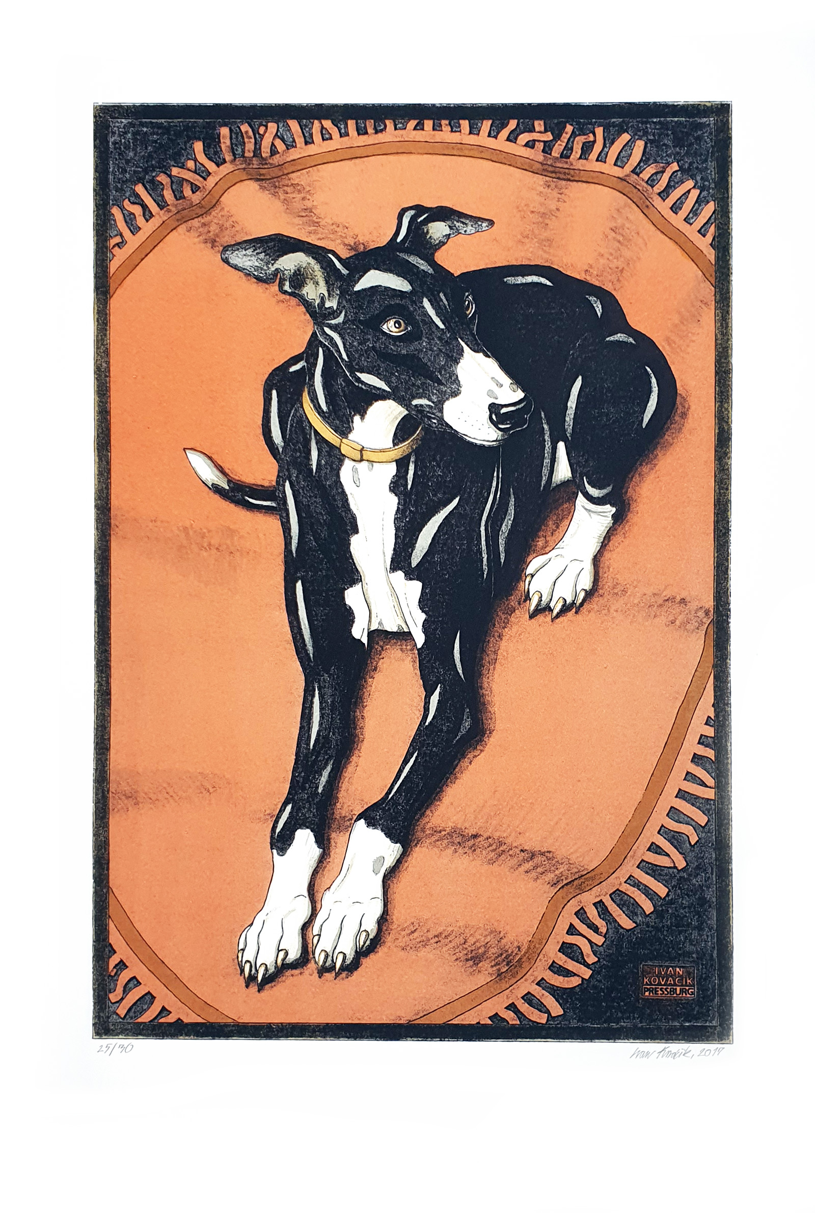 Grey Hound, Ivan Kováčik, umelec malovanie obrazov, litografia