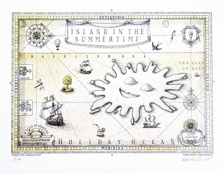 Island in the summertime (leto), Ivan Kováčik, rámovanie obrazov
