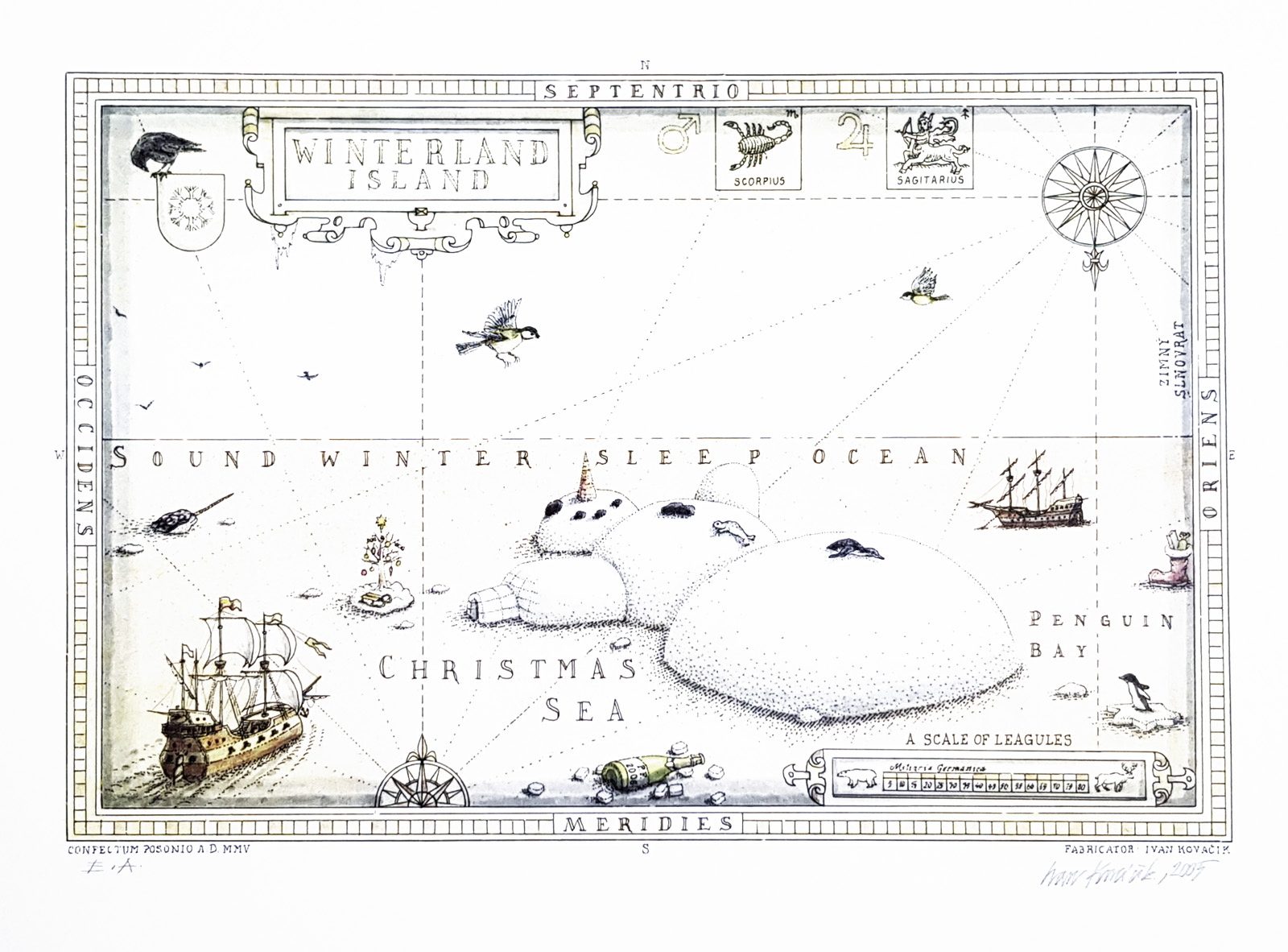 Winterland Island (zima), Ivan Kováčik, rámovanie obrazov