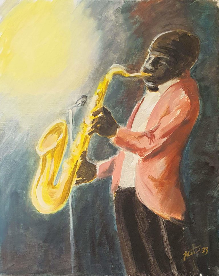 Jazzman maľba Milan Herenyi