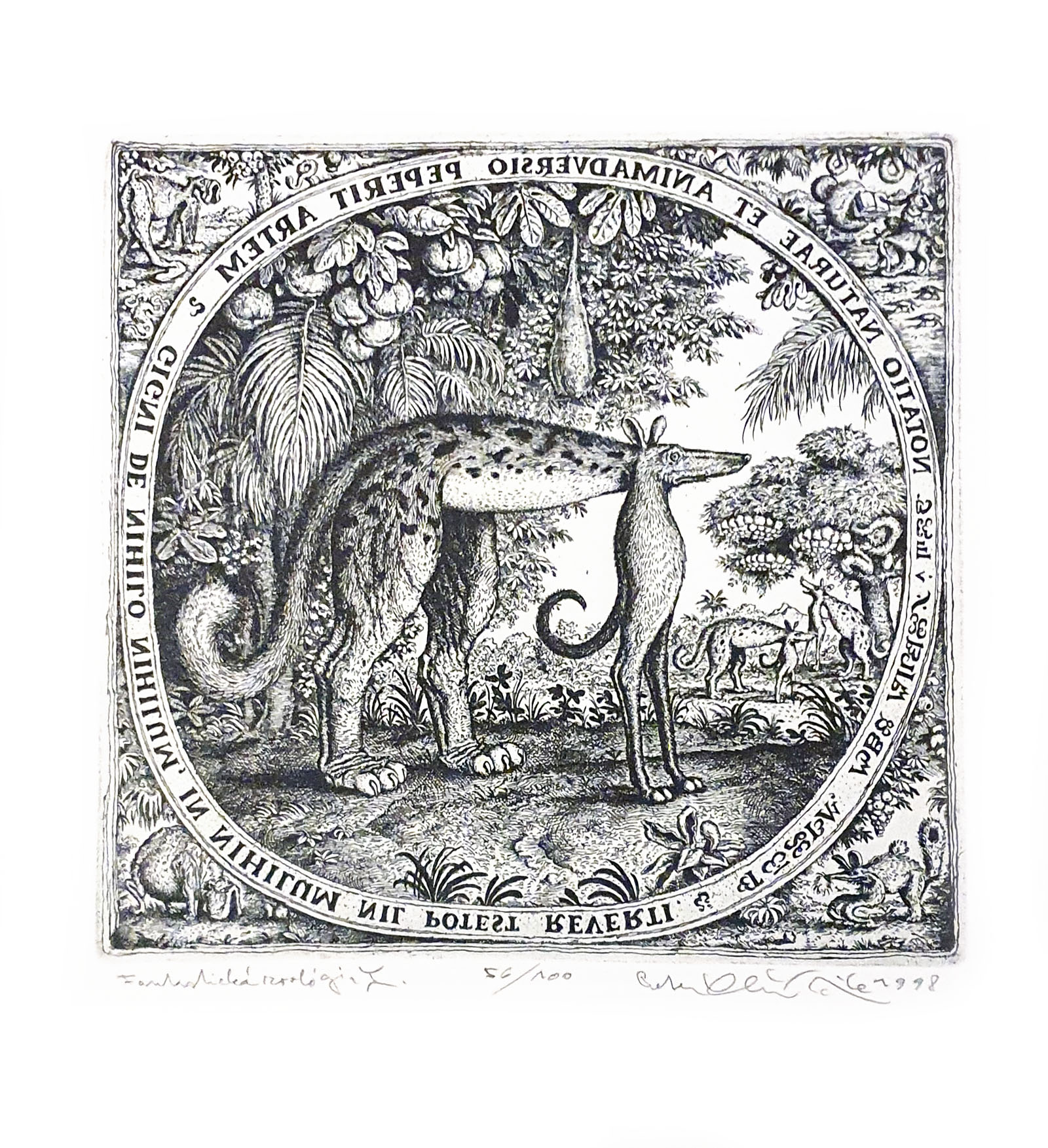 Fantastická zoológia I, Peter Klucik grafika, ilustrácia ramovanie obrazov Bratislava