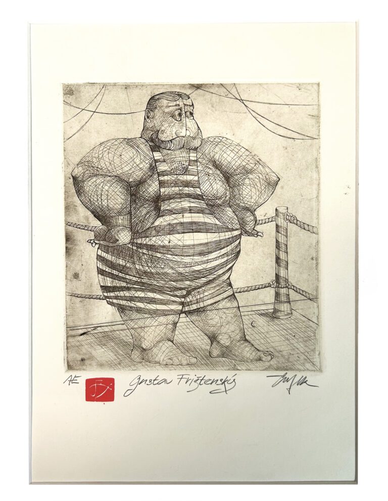 Gustav Frištenský, obraz styl grafika Juraj Cutek akademicky sochar